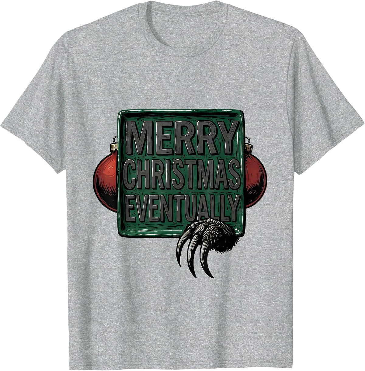 Men's Merry Christmas, Eventually Funny Sloth Lover Holiday Humor T-Shirt - Heather Grey