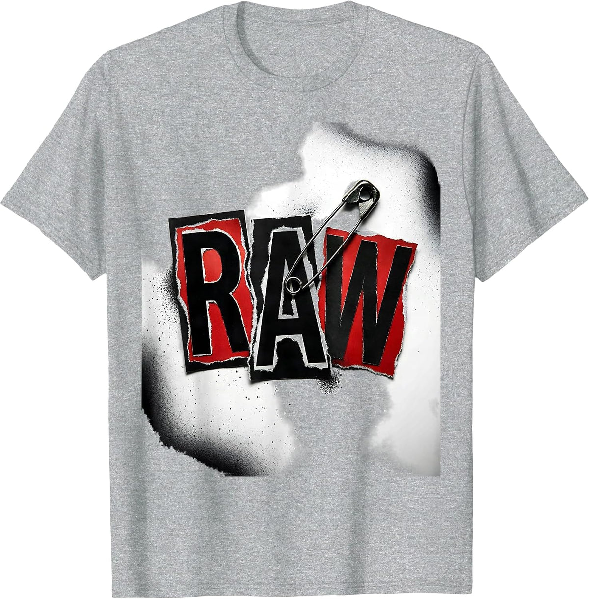 Men's RAW Punk Metal Graffiti Street-Art Style Graphic Humor T-Shirt - Heather Grey