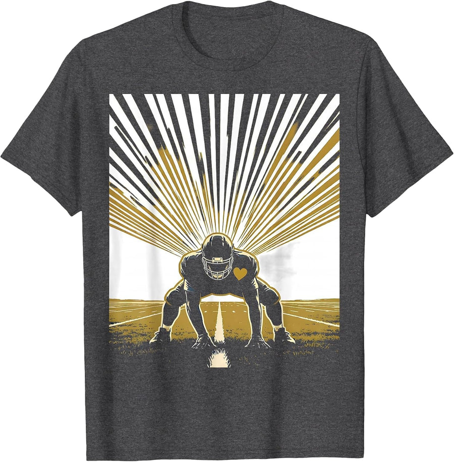 Men's Sightline Lineman Heart Football Mom Game Day T-Shirt - Dark Heather Grey