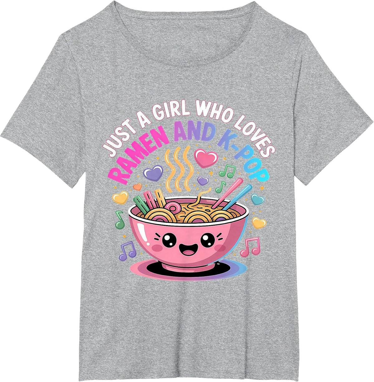 Just A Girl Who Loves Ramen and K-Pop Girl Kpop K Pop T-Shirt - Heather Grey