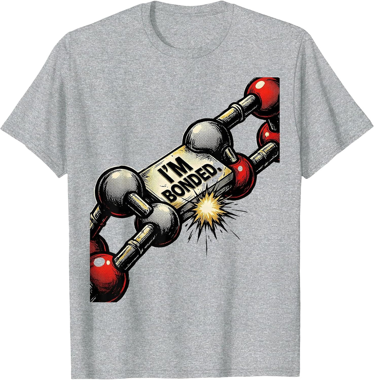 Men's I'm Bonded Comic Book Chemistry Teacher Science Student Gift T-Shirt - Heather Grey