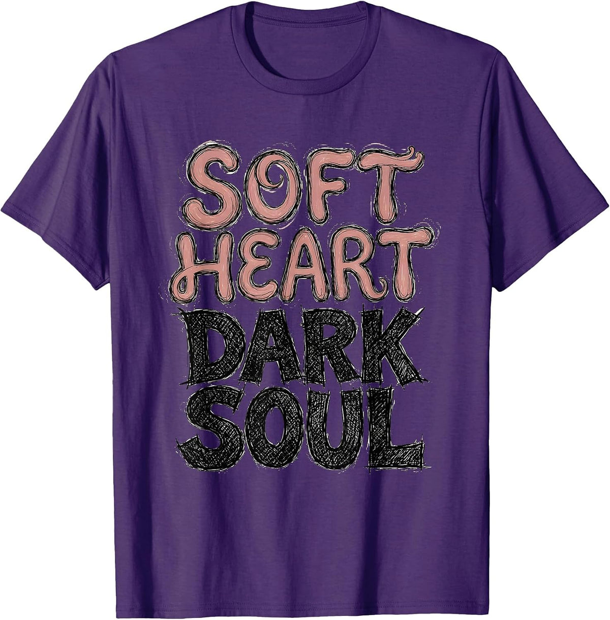 Soft Heart Dark Soul Goth Aesthetic Design T-Shirt - Purple