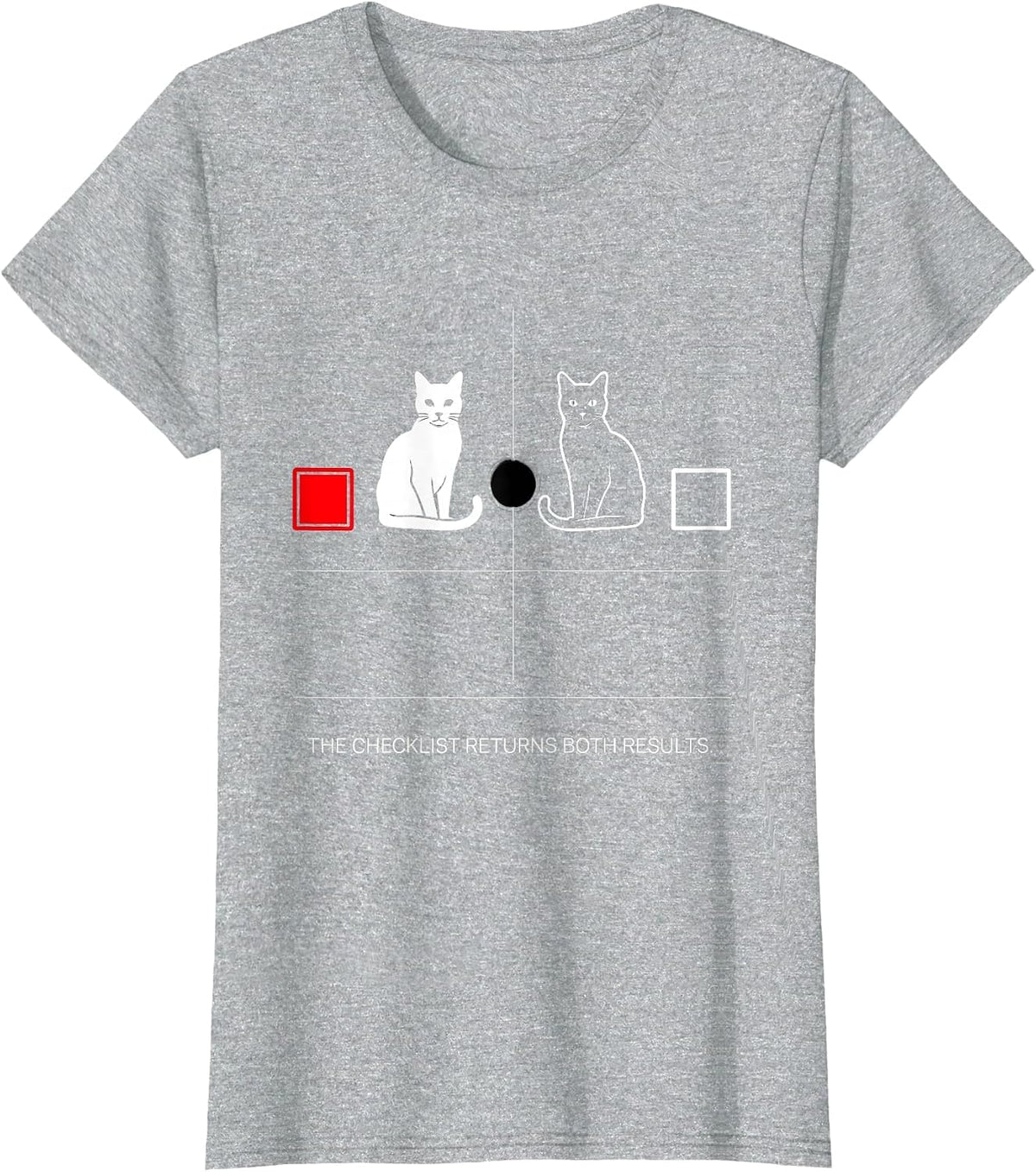 Women's The Checklist Returns Both Results Funny Physics Nerd Cat T-Shirt - Heather Grey