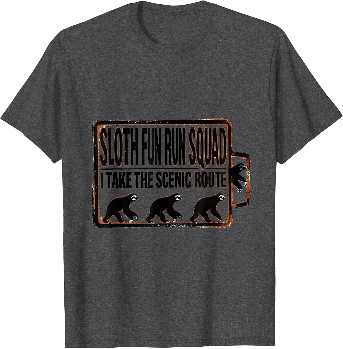 Men's Sloth Fun Run Squad I Take The Scenic Route Funny T-Shirt - Dark Heather Grey