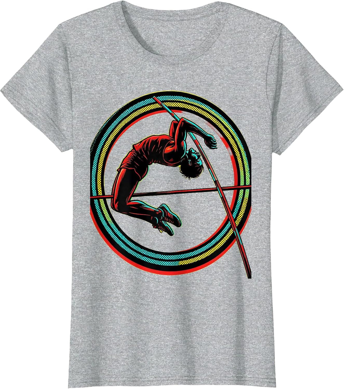 Pole Vaulter Arching Over Bar Graphic T-Shirt - Heather Grey