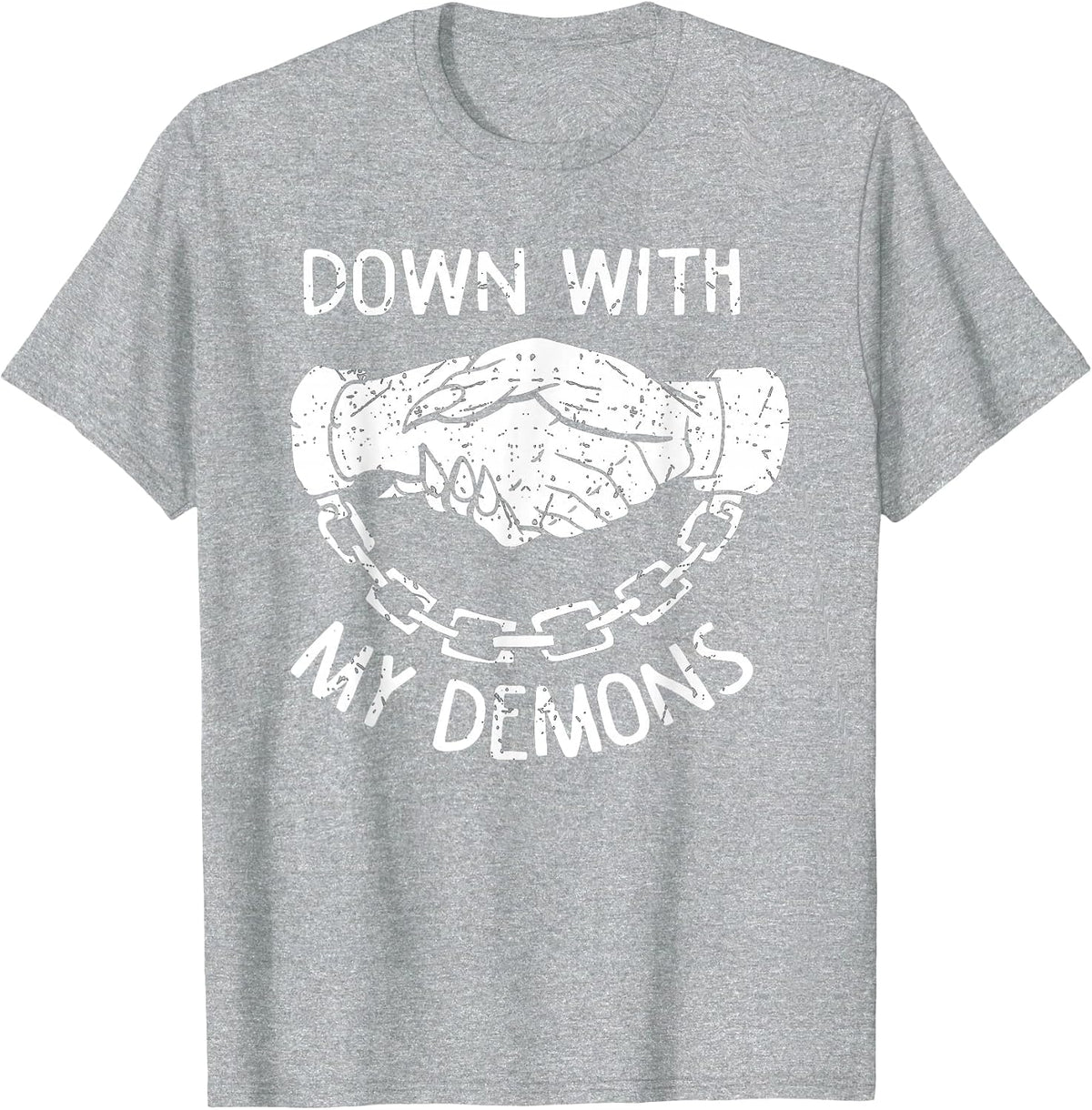 Down with My Demons Deal Handshake Aesthetic Goth T-Shirt - Heather Grey