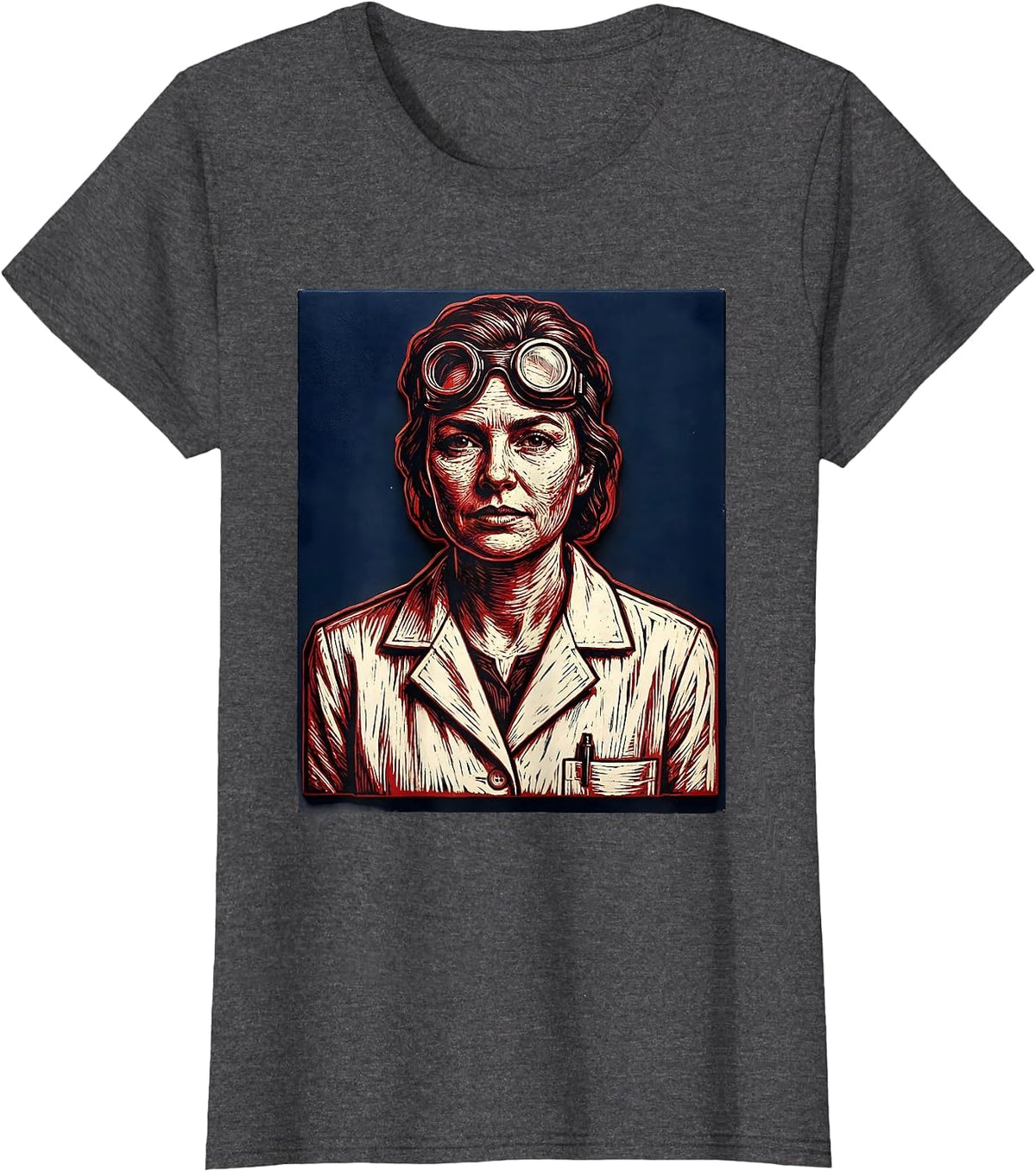 Labor Day Lab Coat Scientist Illustration T-Shirt, Women, Dark Heather Grey, Medium - As Pictured
