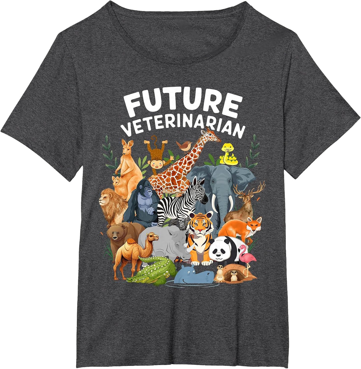 Men Women Kids Future Veterinarian Wildlife Animals Lovers T-Shirt - Dark Heather Grey