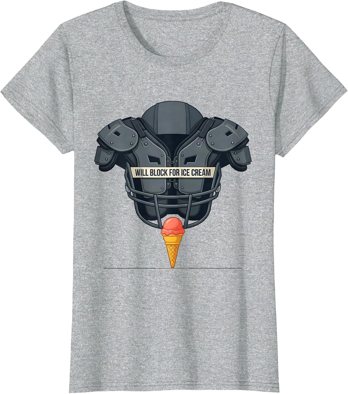 Women's Will Block For Ice Cream Funny Football Lineman Humor T-Shirt - Heather Grey
