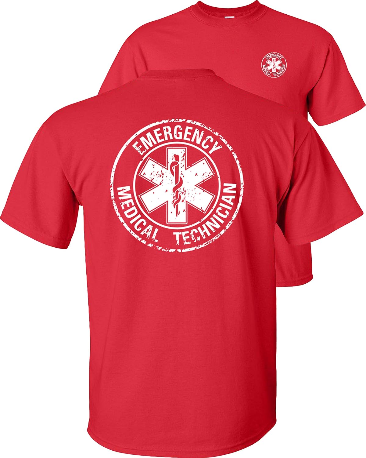 FAIR GAME EMT T-Shirt Emergency Medical Technician Circle Distressed - Red