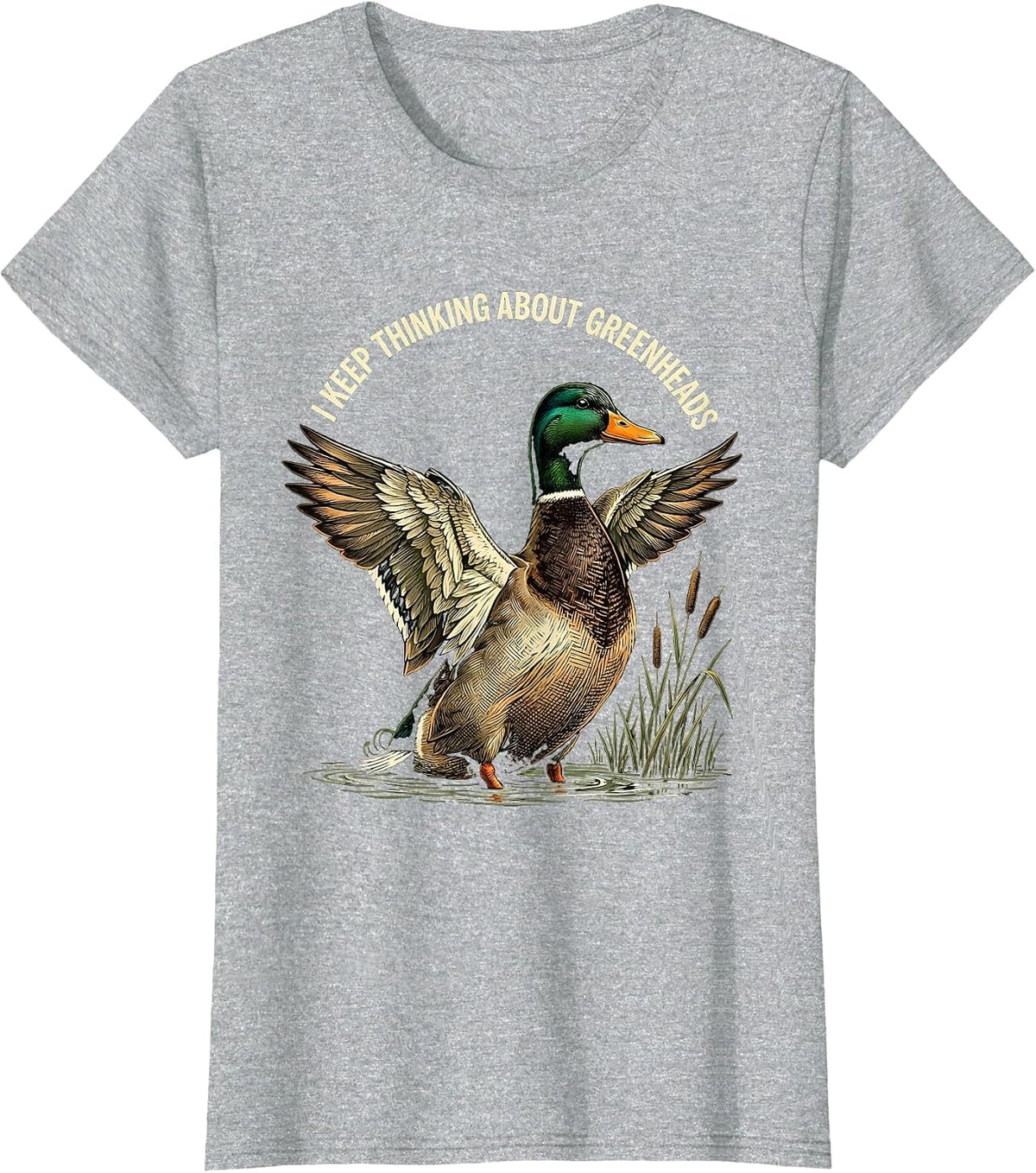 Women's I Keep Thinking About Greenheads Vintage Mallard Duck T-Shirt - Heather Grey