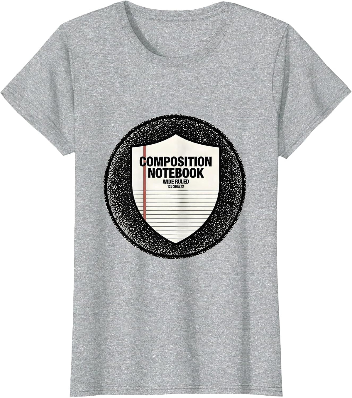 Composition Notebook Wide Ruled 136 Sheets Teacher T-Shirt - Heather Grey