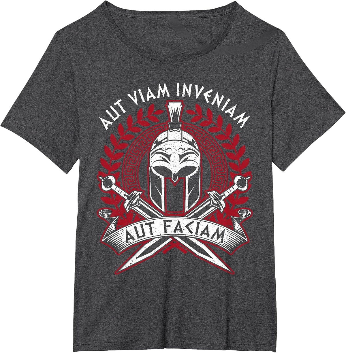 AUT Inveniam Viam AUT Faciam Latin Quote Roman Empire Rome T-Shirt - Dark Heather Grey