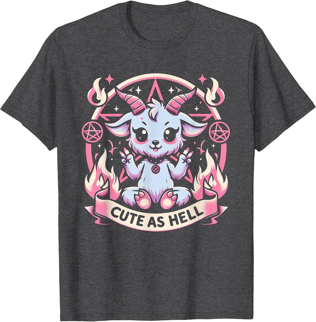 Pastel Goth Cute As Hell Kawaii Baphomet Emo Gothic T-Shirt - Dark Heather Grey