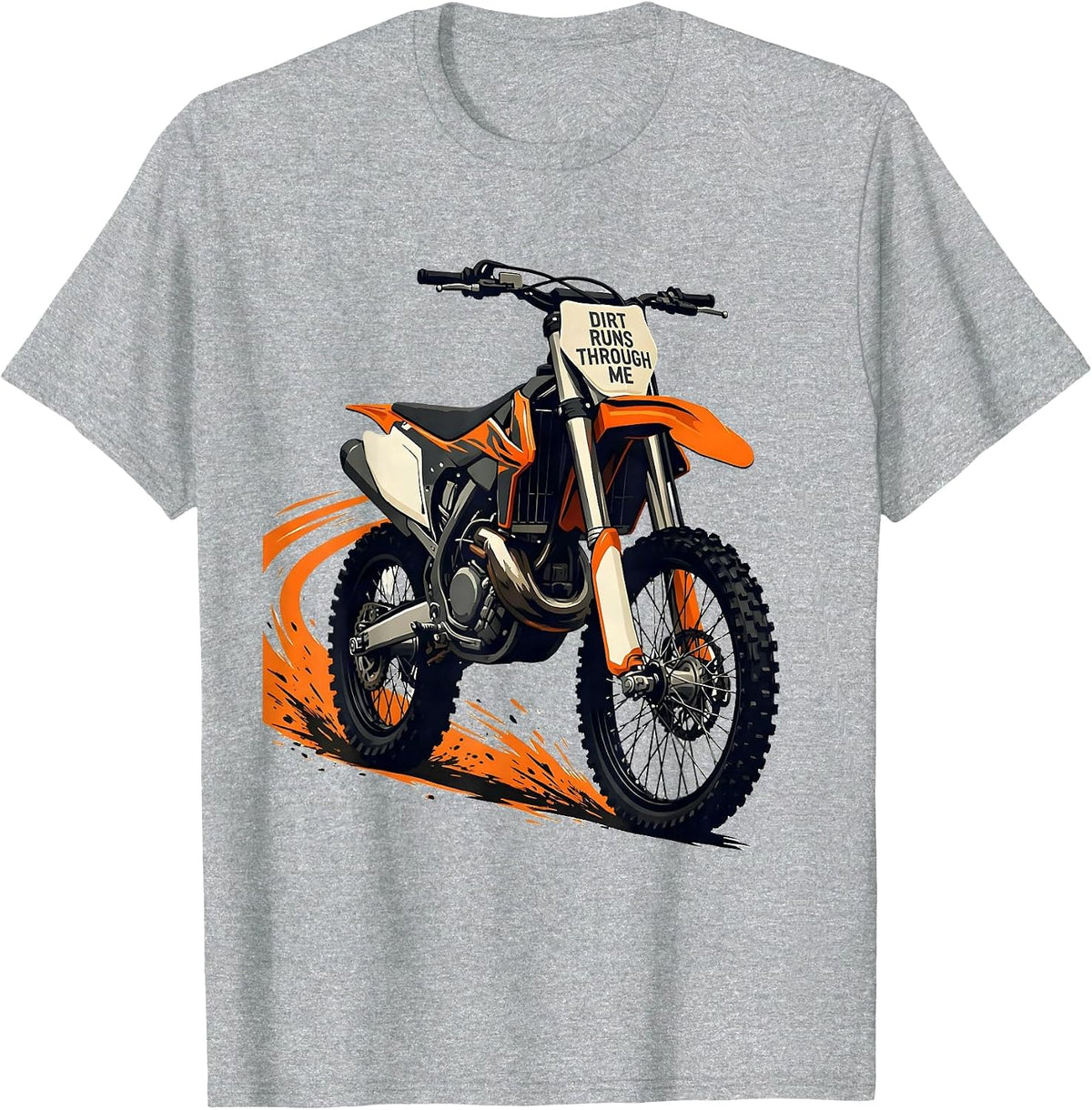 Men's Dirt Runs Through Me Rugged Motocross Bike Rider T-Shirt - Heather Grey