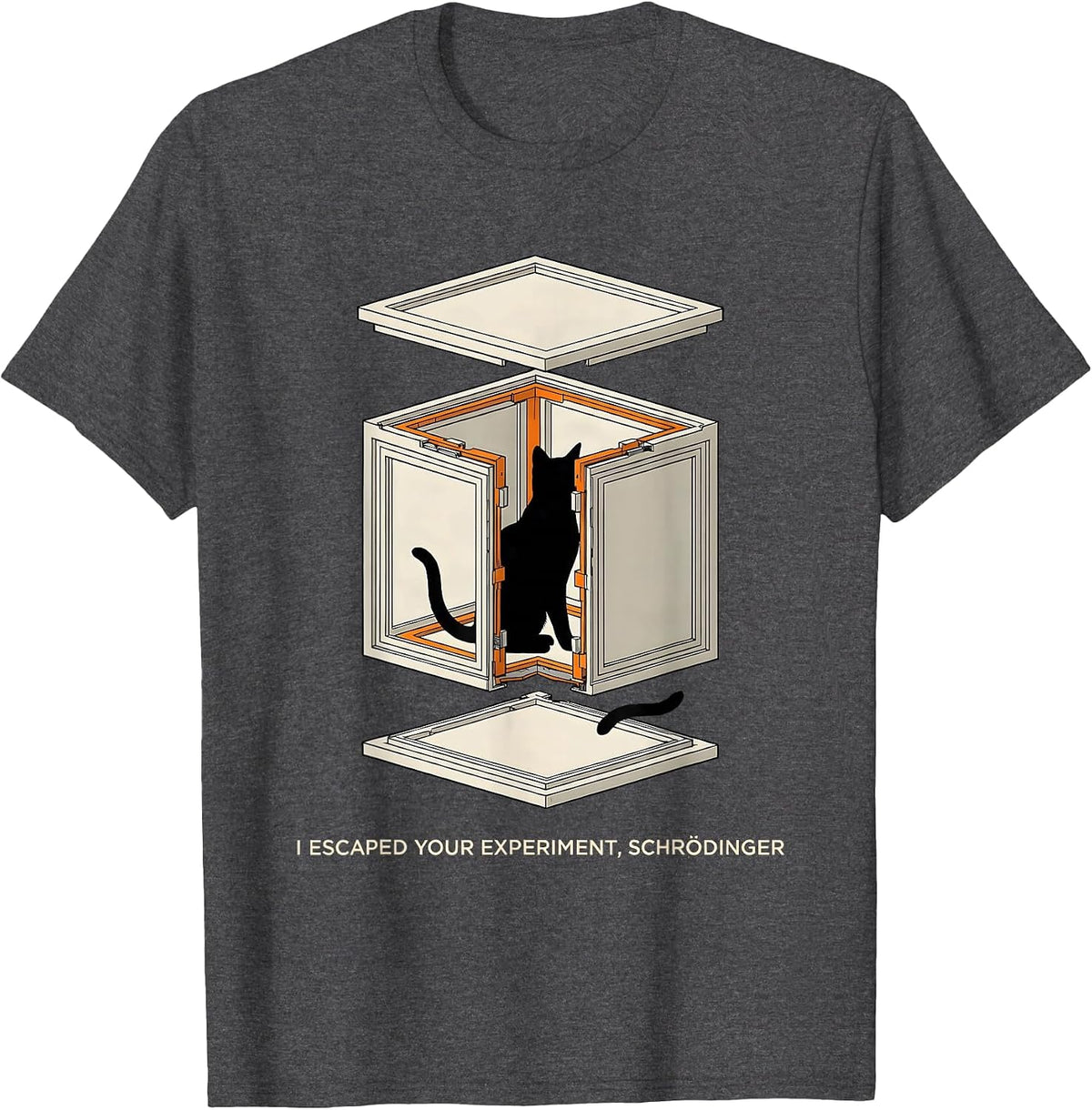 Men's I Escaped Your Experiment, Schrödinger Funny Science Physics T-Shirt - Dark Heather Grey