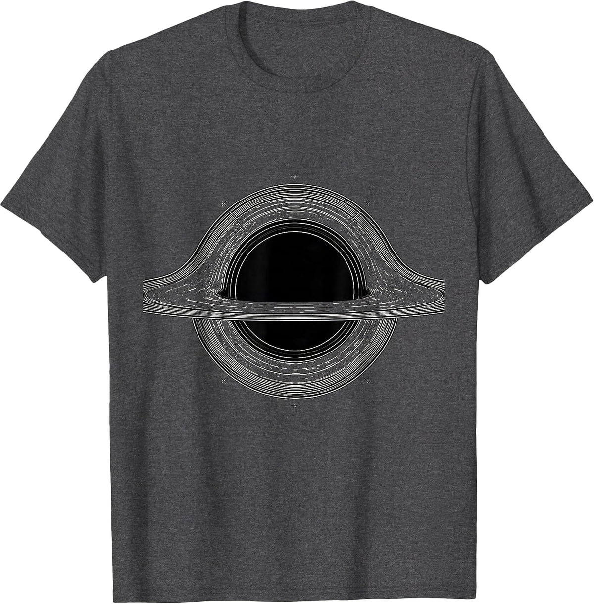 Men's Black Hole Horizon Line Art Astrophysics Science Enthusiast T-Shirt - Dark Heather Grey