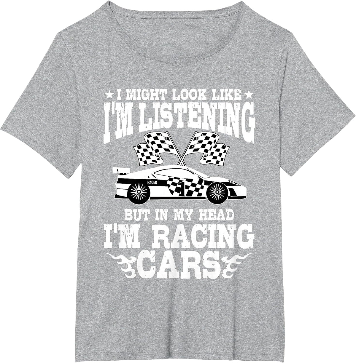 Racer Race Fast Cars Track Racetrack Racing Racers Raceday T-Shirt - Heather Grey