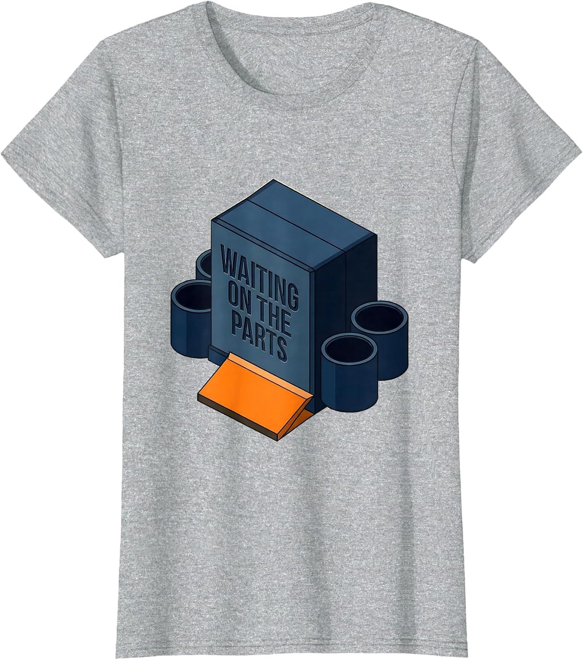 Women's Waiting On The Parts Funny Mechanic Skeleton Auto Repair T-Shirt - Heather Grey