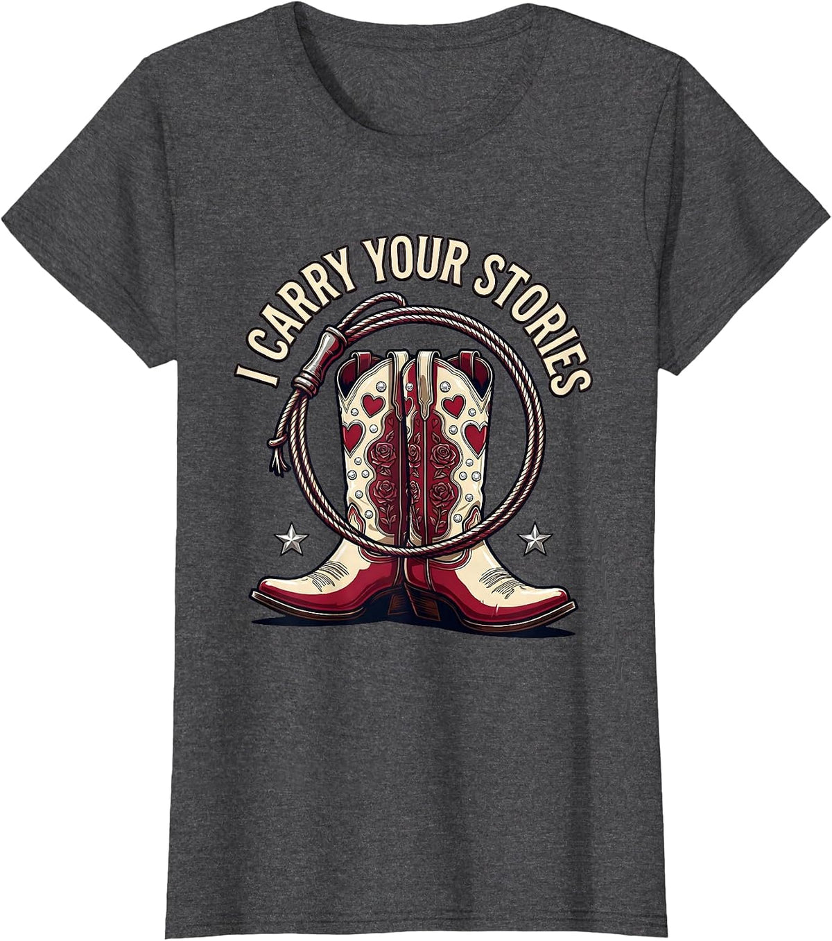Women's I Carry Your Stories Social Worker Design T-Shirt - Dark Heather Grey