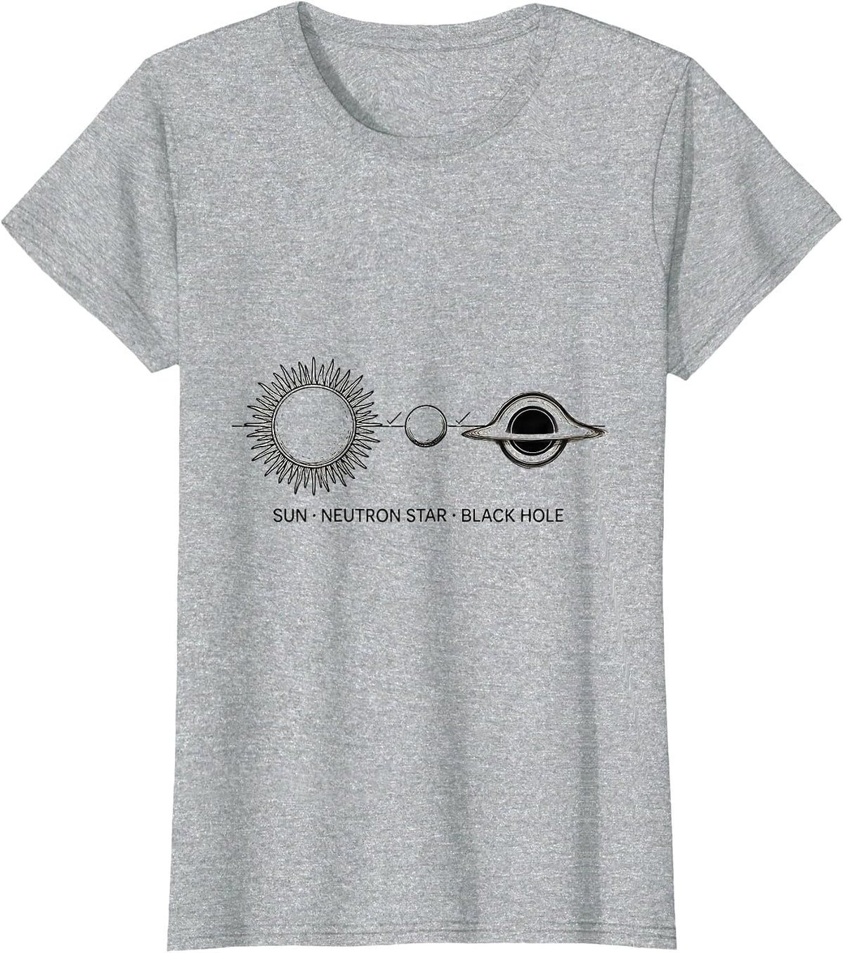 Sun Neutron Star Black Hole Line Art Astrophysics Enthusiast T-Shirt - Heather Grey