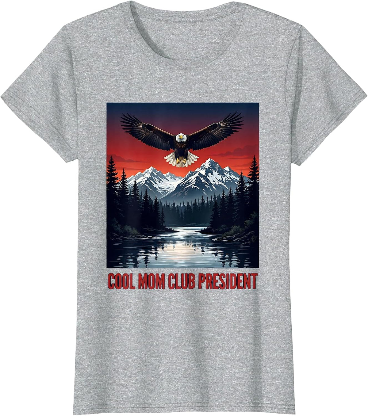 Cool Mom Club President Graphic Design T-Shirt - Heather Grey