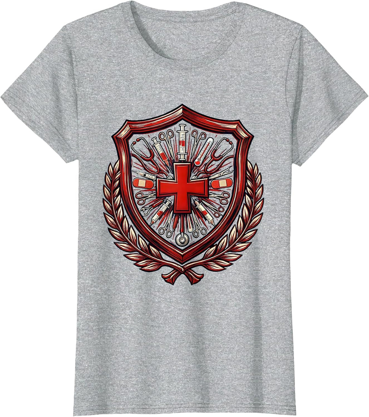 Women's Medical Assistant Emergency Kit Graphic T-Shirt - Heather Grey