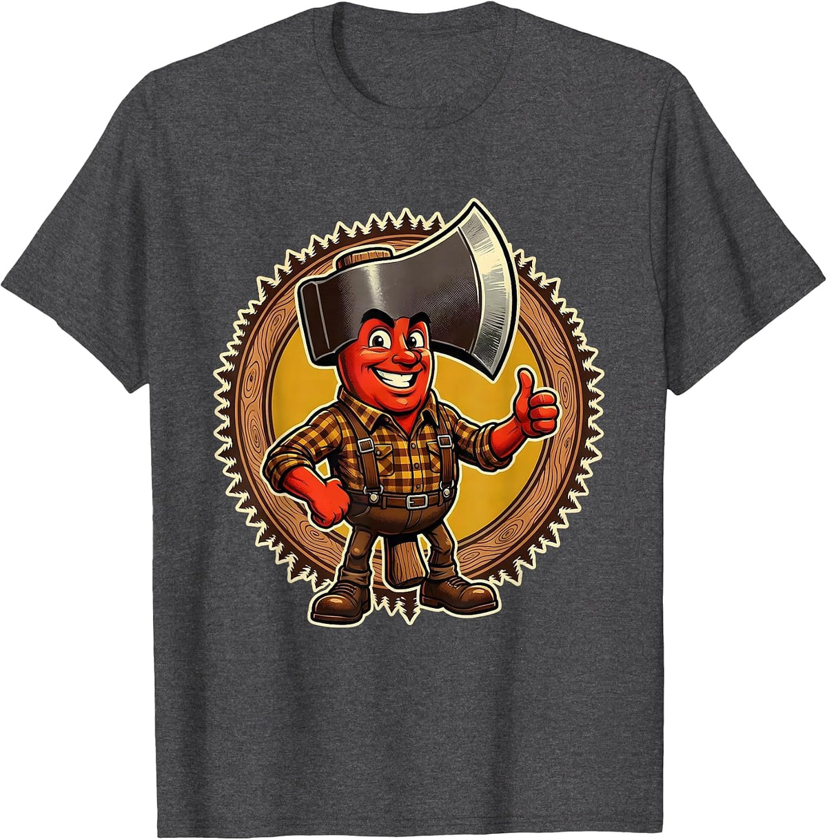 Woman Logger With Axe Labor Day Forest Graphic T-Shirt - Dark Heather Grey