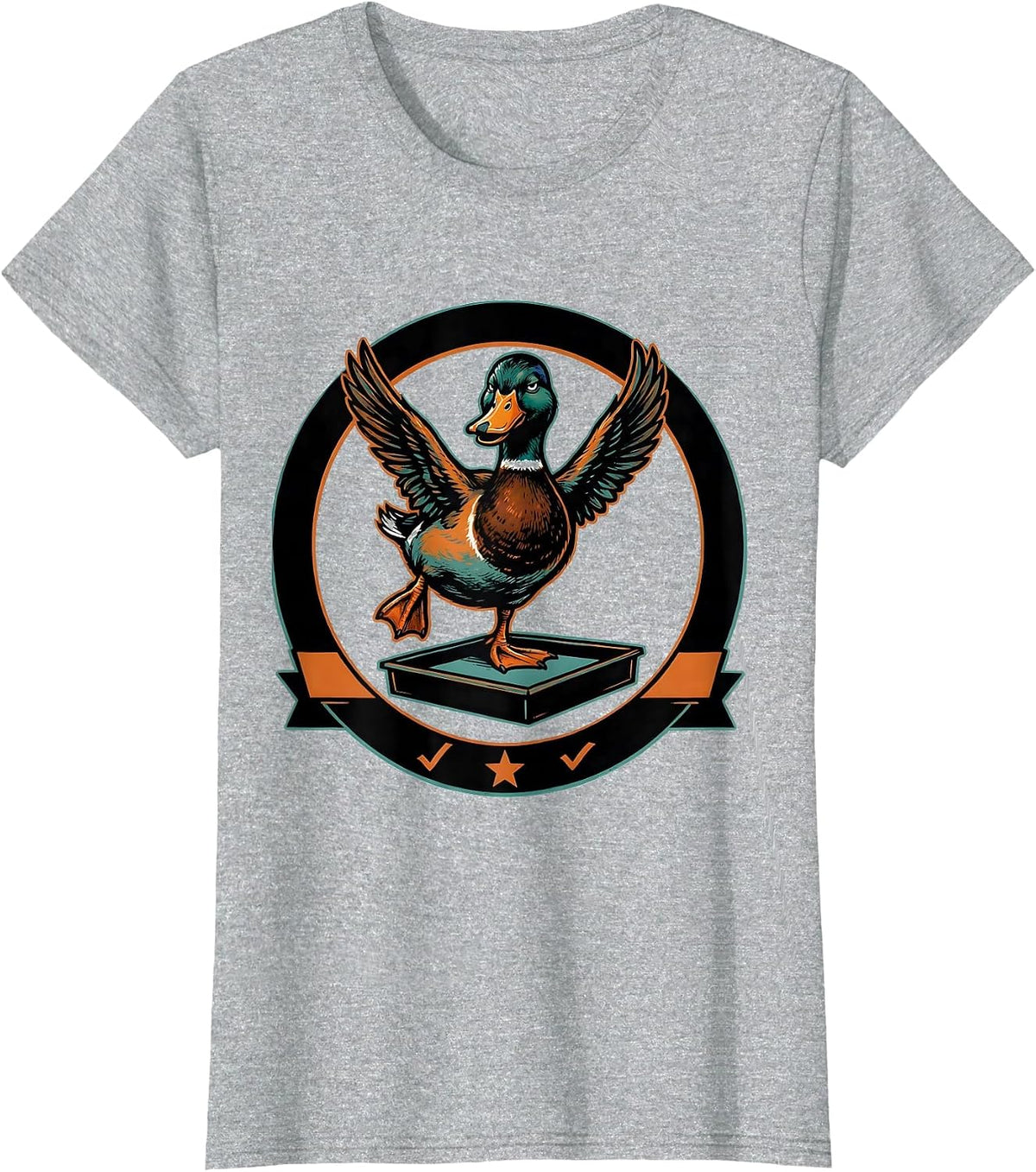 Women's Dismissive Duck Screenprint Poster Humor Novelty Gift T-Shirt - Heather Grey