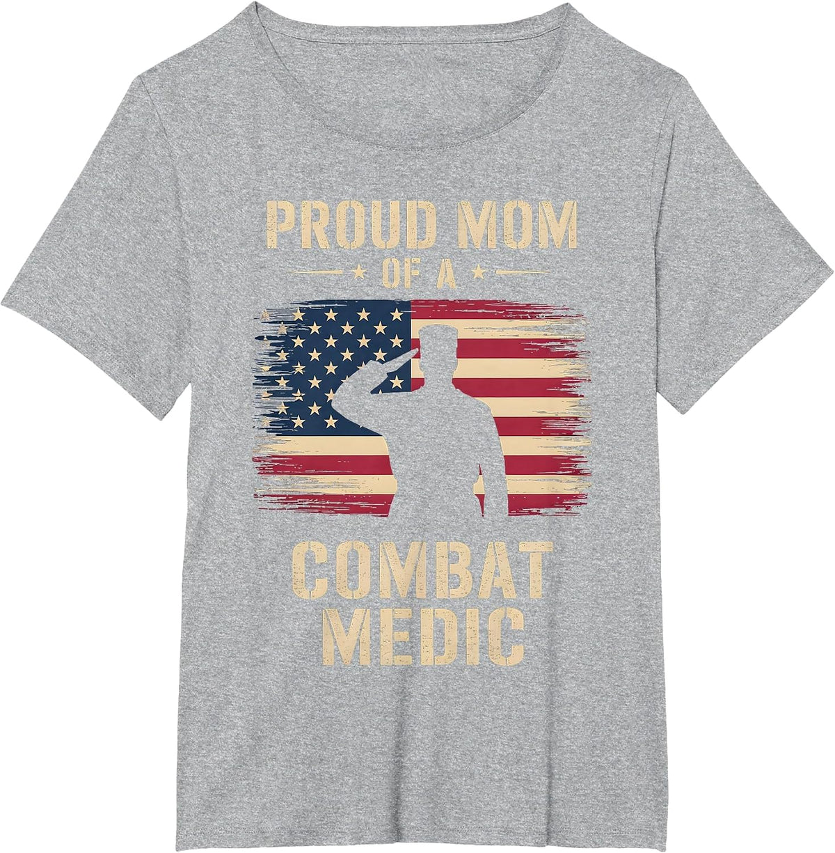 Proud Mom of a Combat Medic Veterans Day Mom Grandma Women T-Shirt - Heather Grey