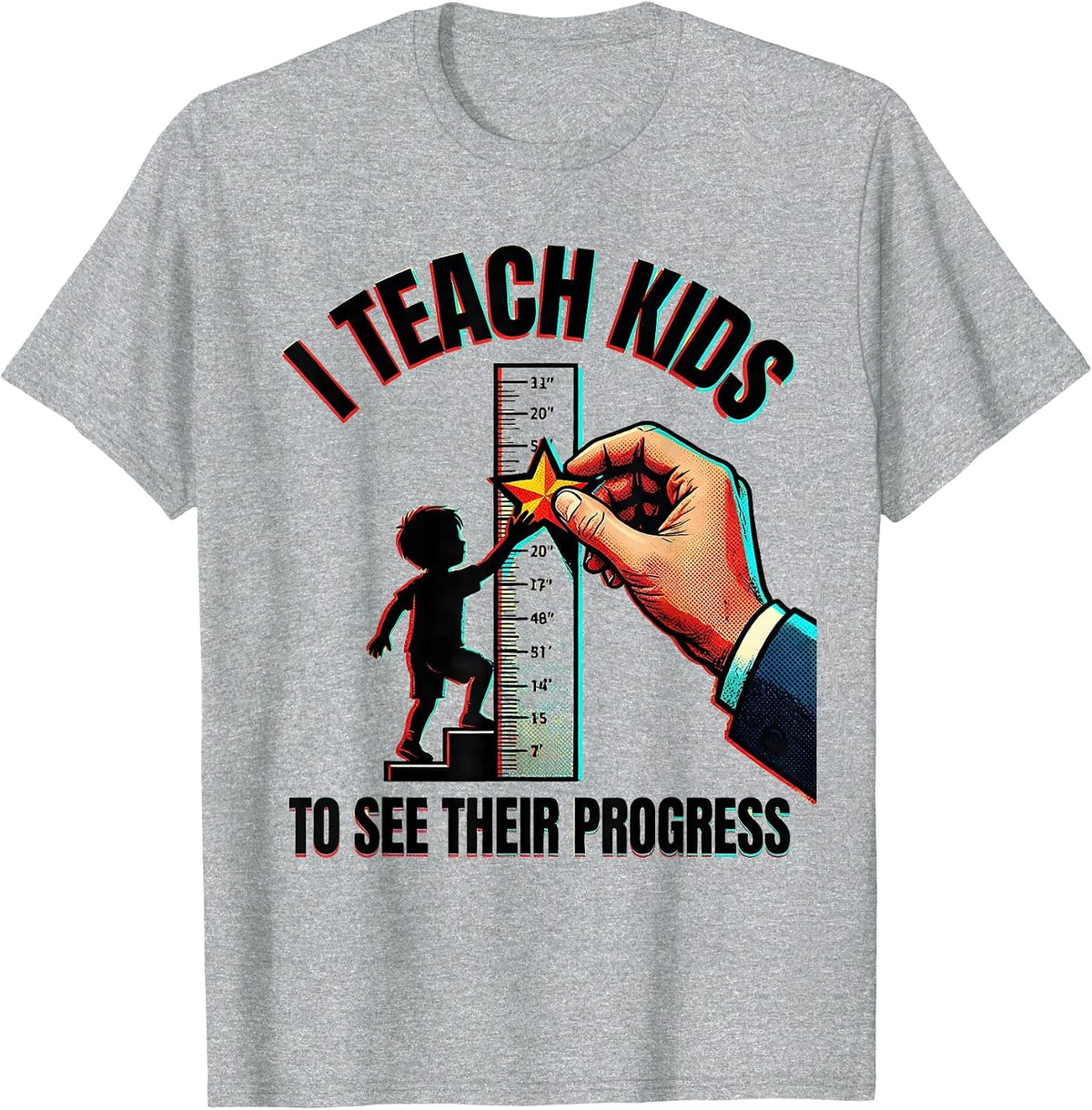 Men's I Teach Kids To See Their Progress Funny Teacher T-Shirt - Heather Grey