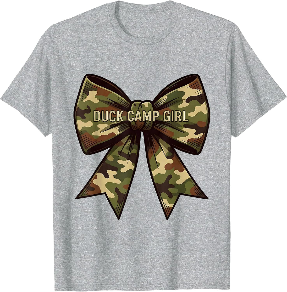 Men's Duck Camp Girl Camo Coquette Bow Hunting Ol Lady T-Shirt - Heather Grey