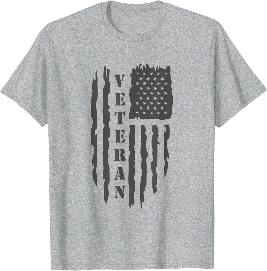 Veteran American Flag Memorial Day Patriotic Soldiers Army T-Shirt - Heather Grey
