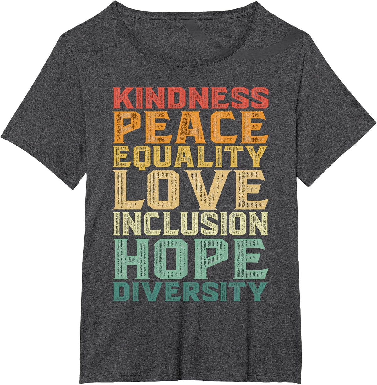 Peace Love Diversity Inclusion Equality Black History Month T-Shirt - Dark Heather Grey