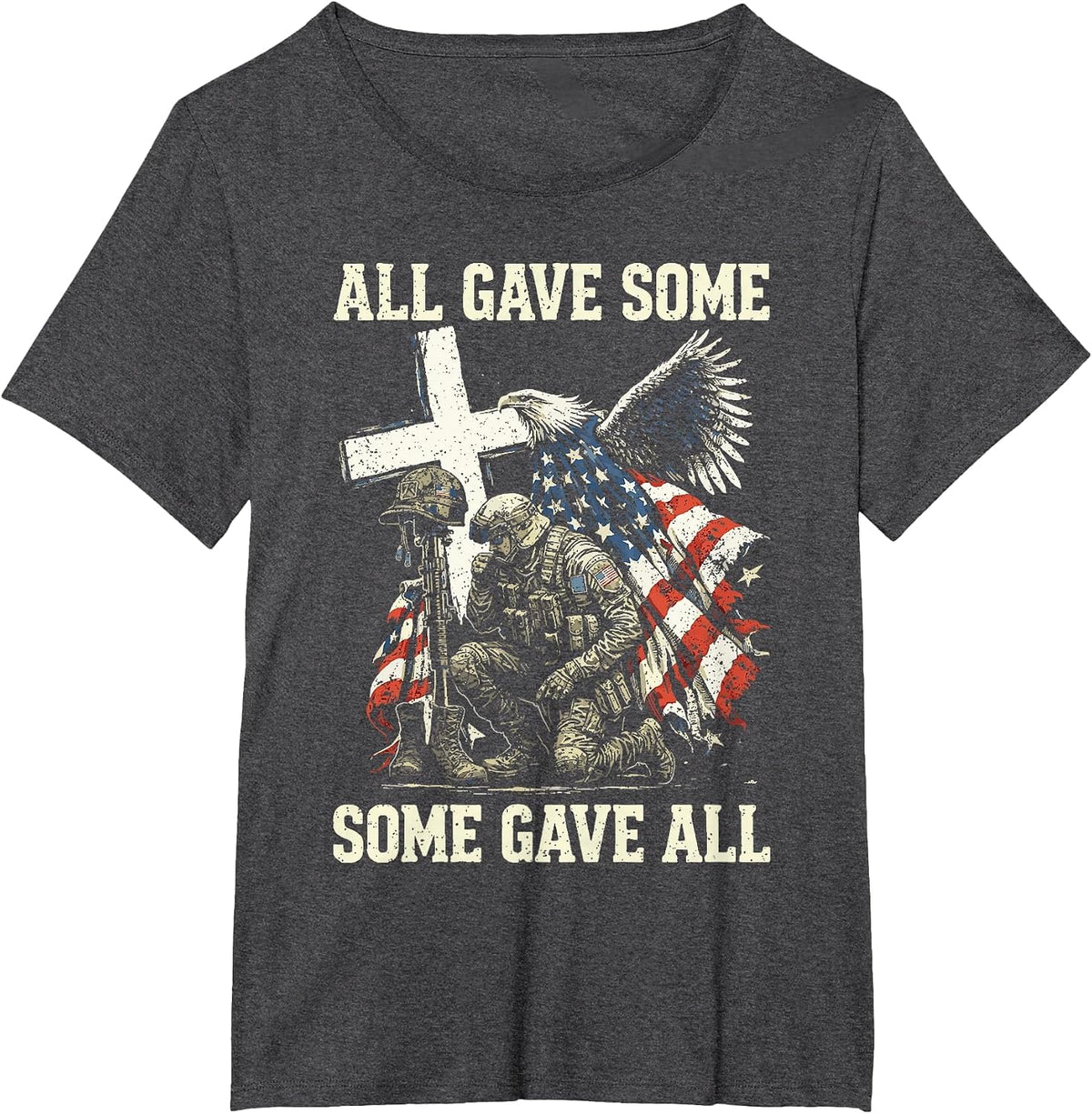 All Gave Some Some Gave All Patriotic Veteran Design T-Shirt - Dark Heather Grey