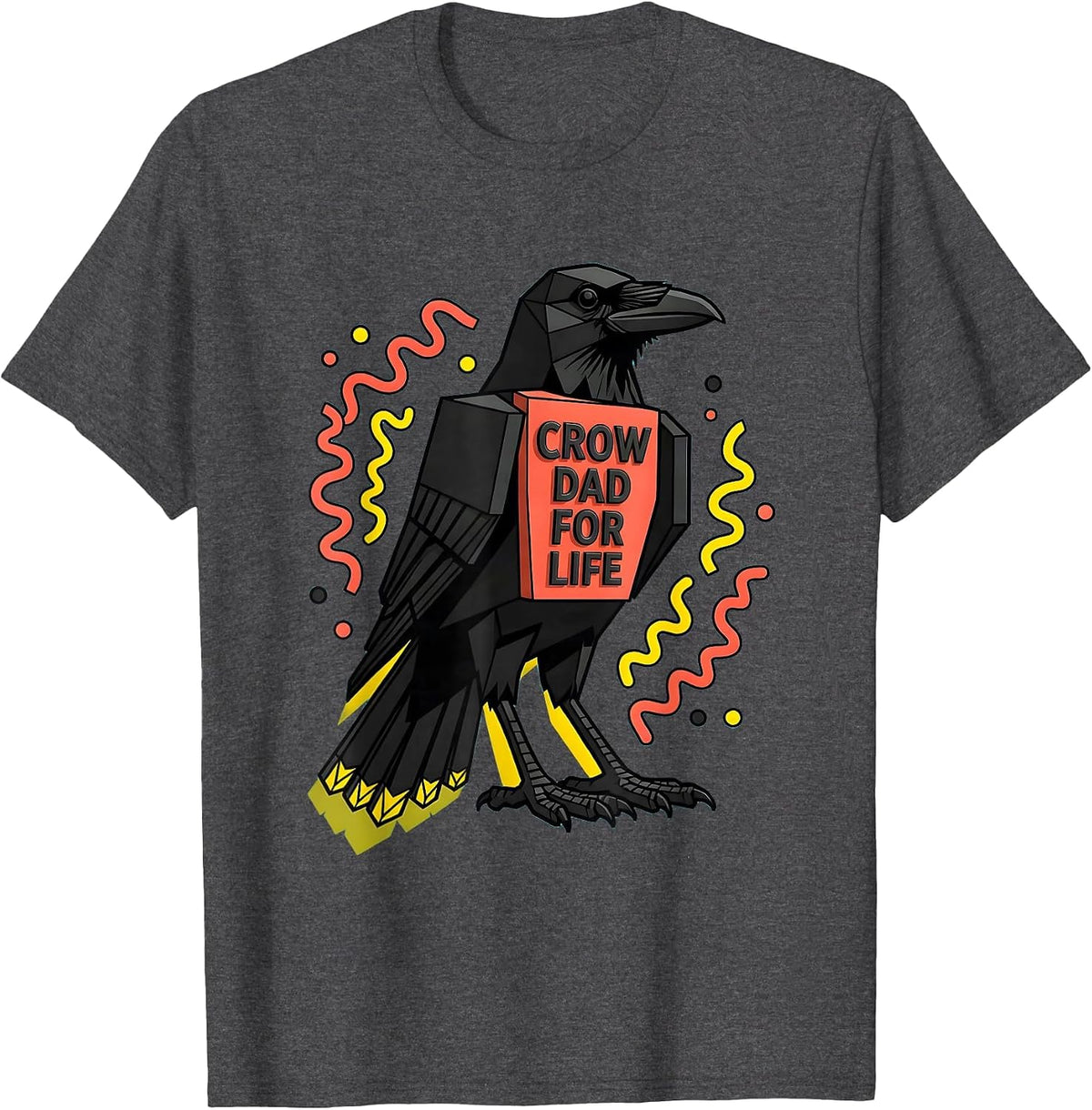 Crow Dad For Life Wildlife Bird Father Design T-Shirt - Dark Heather Grey