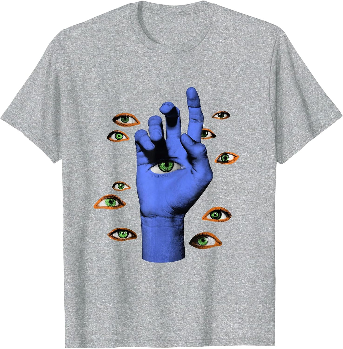 Weirdcore Hand Eyeballs Weird Eyes Goth Grunge Gothic Odd T-Shirt - Heather Grey