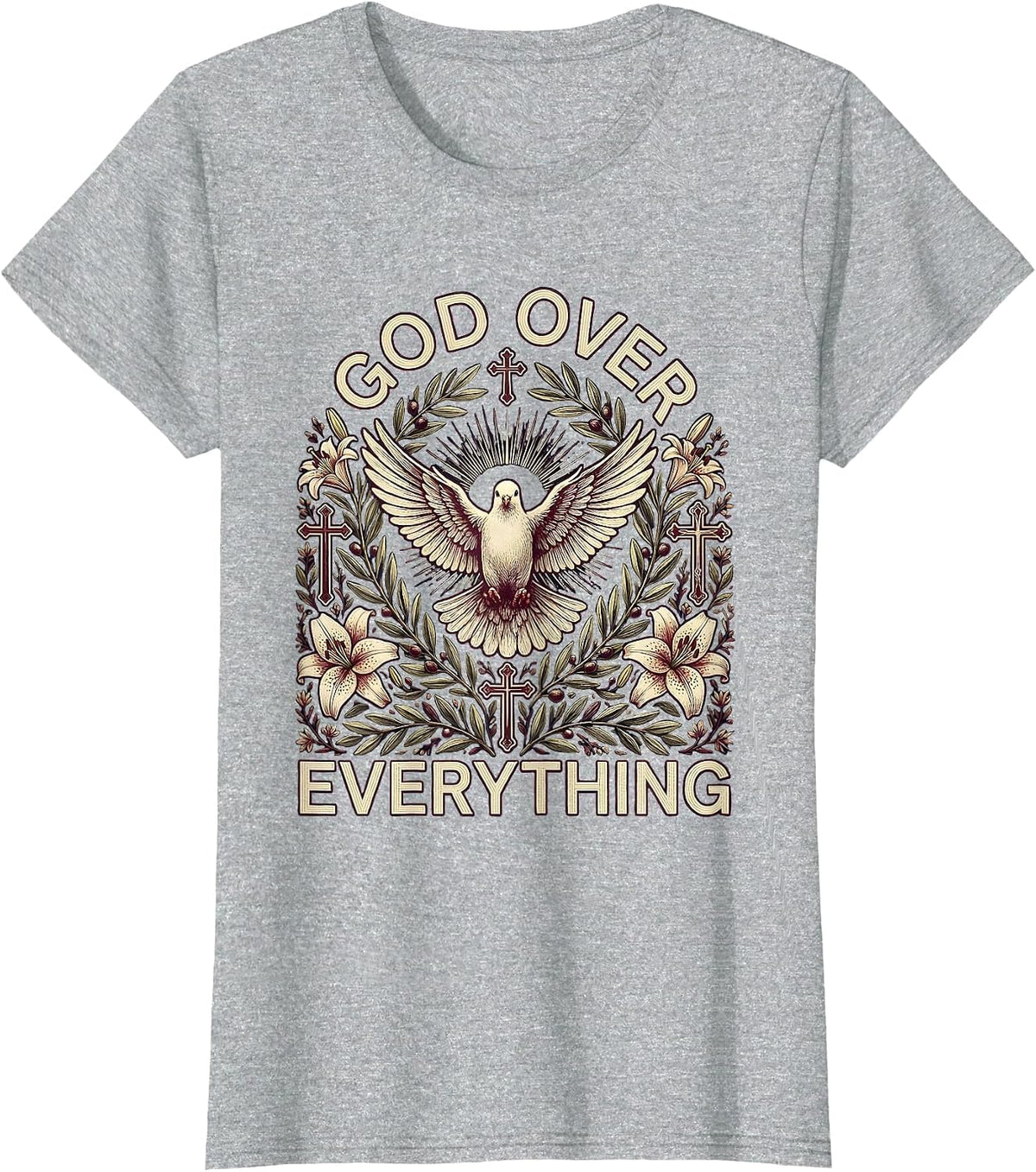 Women's Faith Over Fear God Over Everything Design T-Shirt - Heather Grey