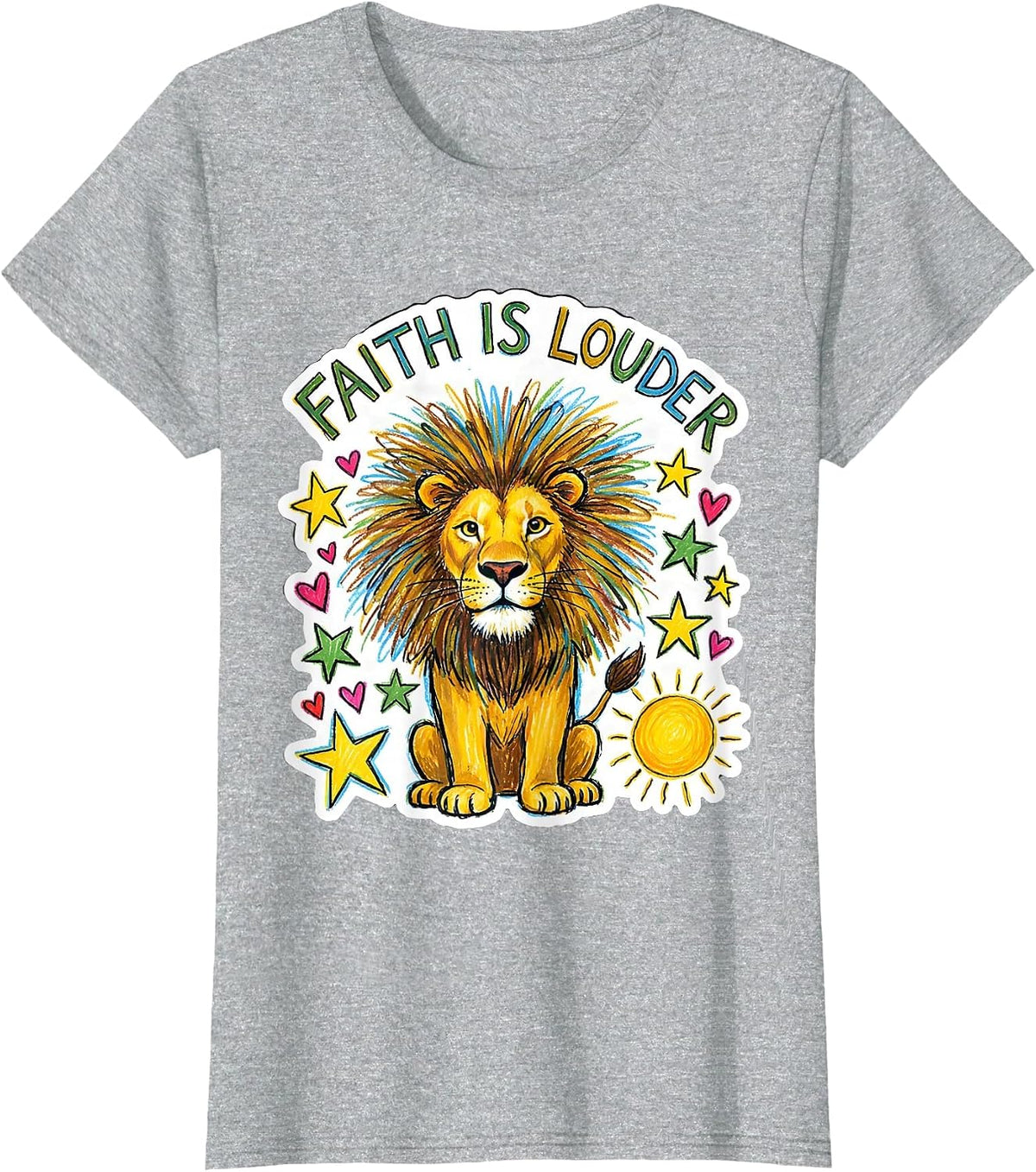 Faith Is Louder Faith Over Fear Graphic Design T-Shirt - Heather Grey