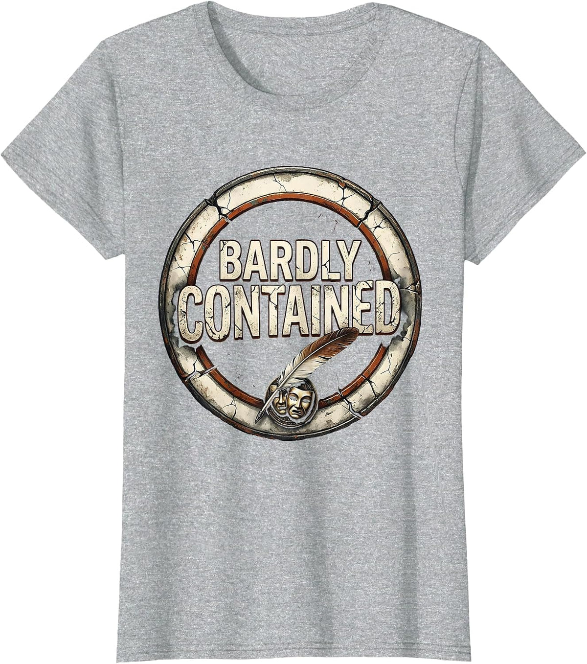 Women's Bardly Contained Distressed Shakespeare Literary Quote T-Shirt - Heather Grey
