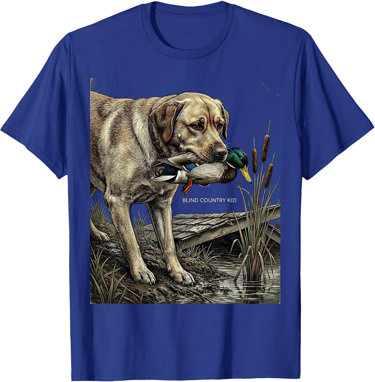 Blind Country Kid Vintage Labrador Hunting Dog Waterfowl T-Shirt - Royal Blue