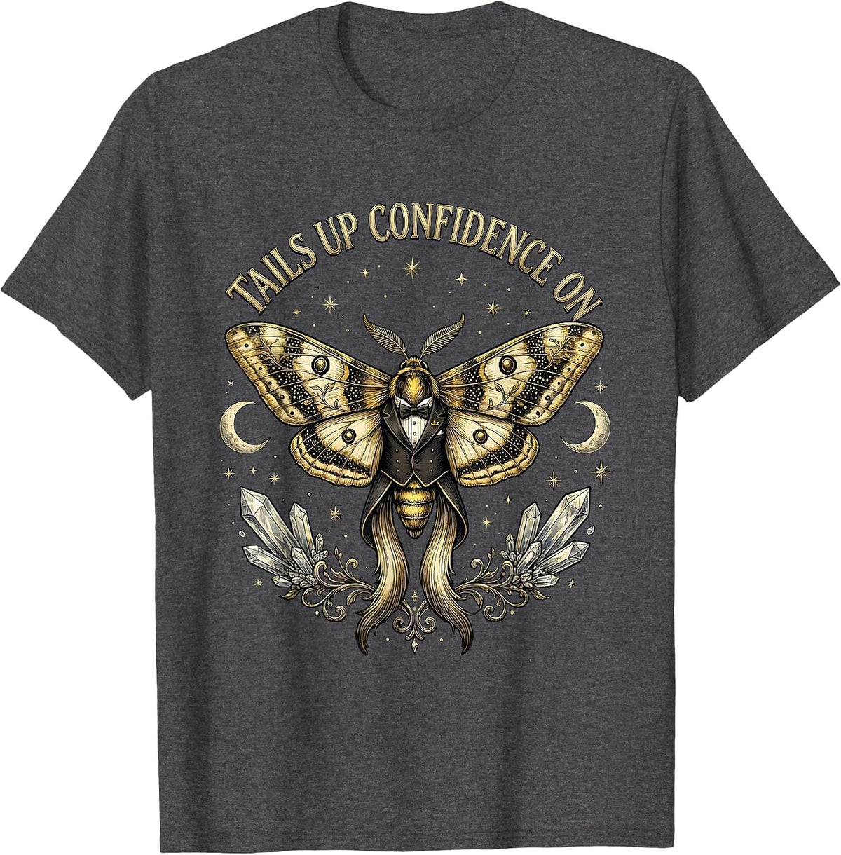 Tails Up Confidence On Tuxedo Graphic Design T-Shirt - Dark Heather Grey