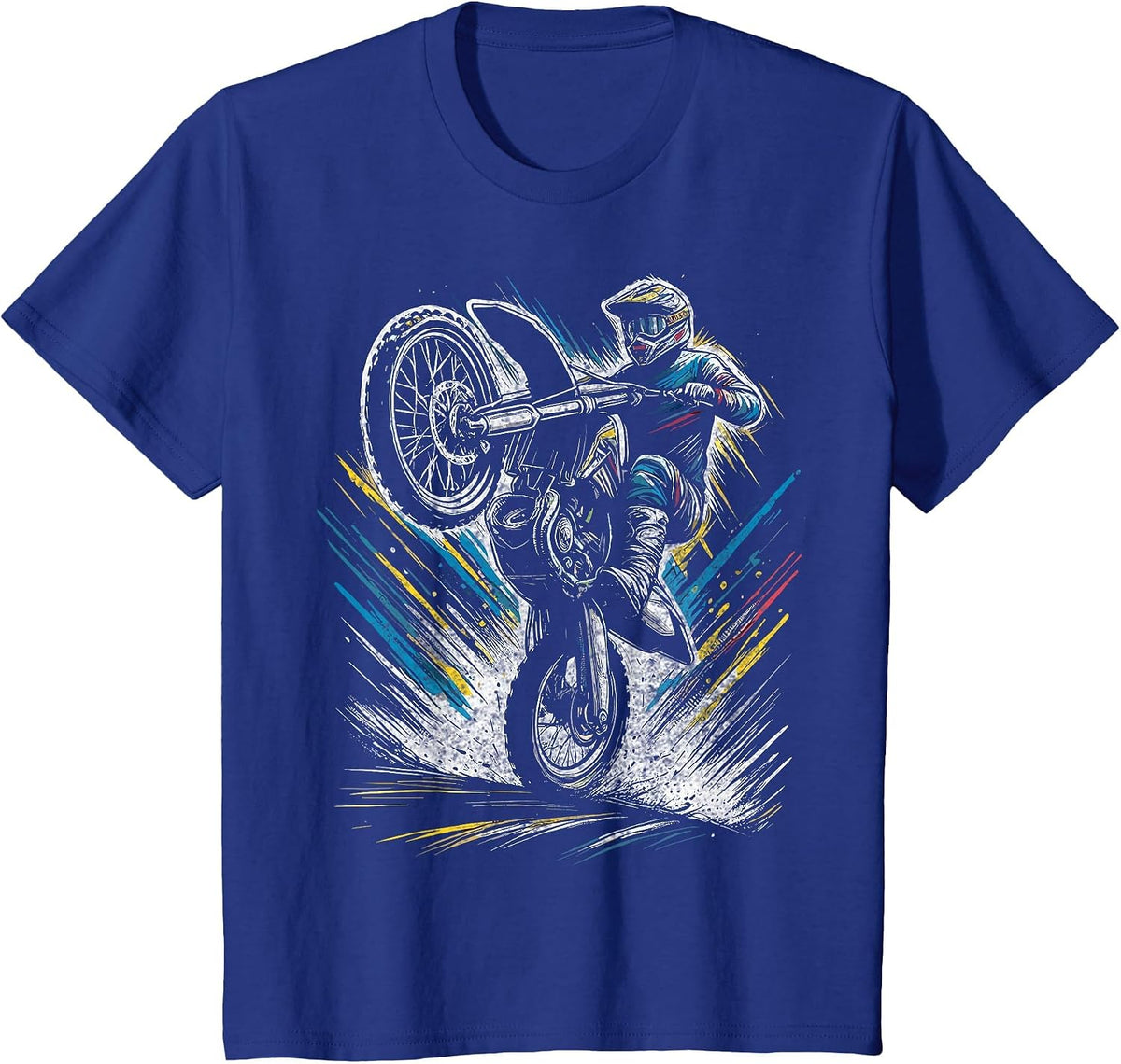 Dirt Bike Rider Motorcycle Retro Motocross T-Shirt - Royal Blue