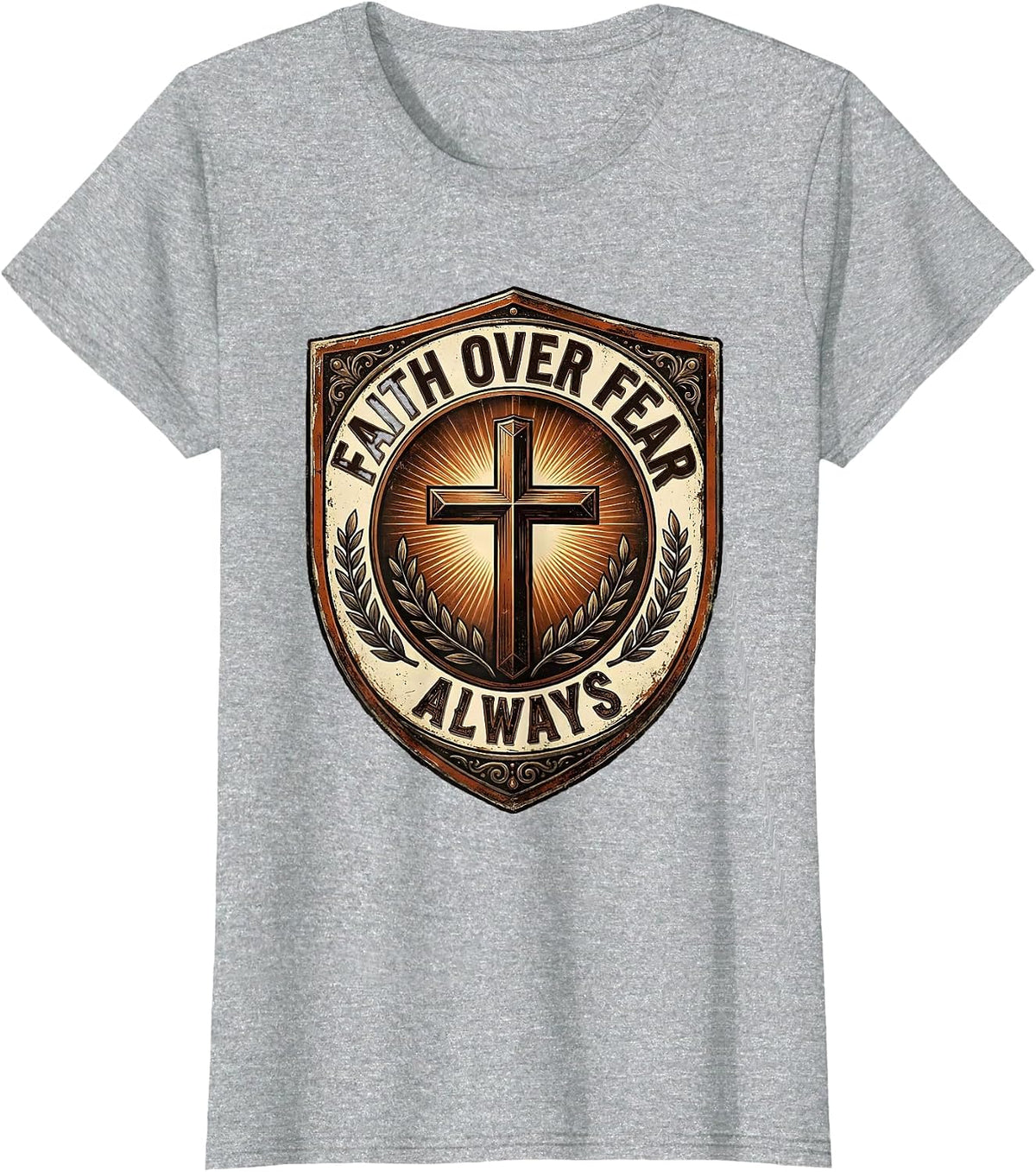 Women's Faith Over Fear Always Bold Religious Design T-Shirt - Heather Grey