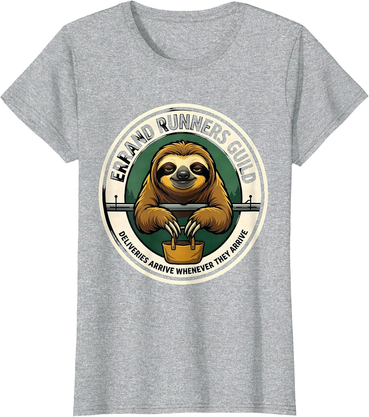 Women's Errand Runners Guild Sloth Lover Deadpan Humor T-Shirt - Heather Grey