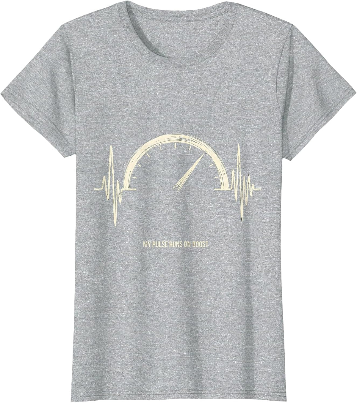 My Pulse Runs On Boost Monochromatic Car Enthusiast Auto T-Shirt - Heather Grey