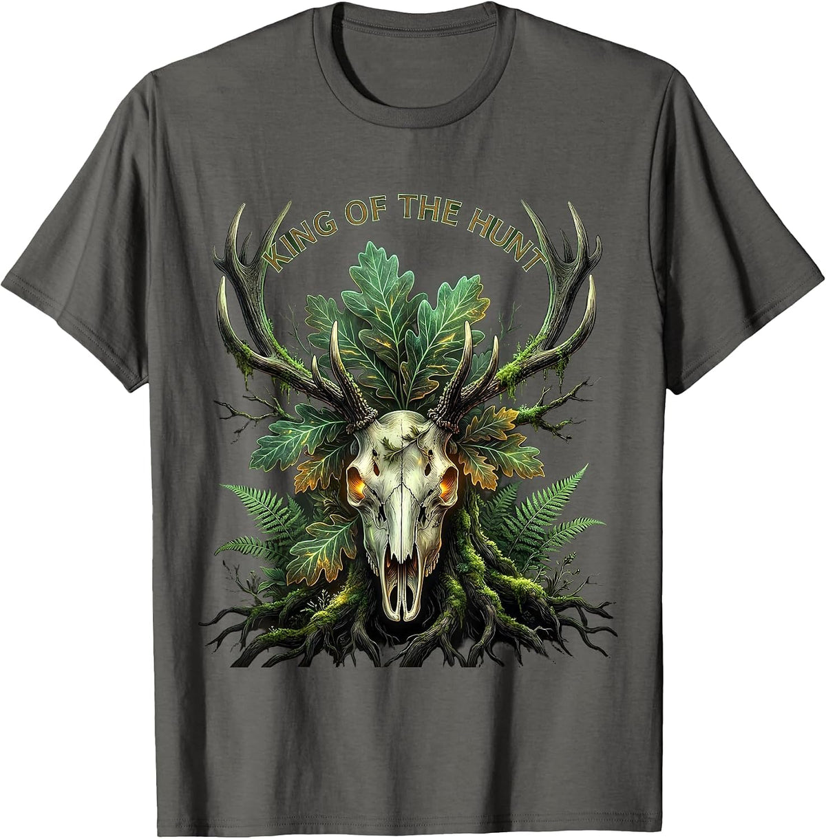 Men's King of the Hunt Camo Hunting Design T-Shirt - Asphalt Grey