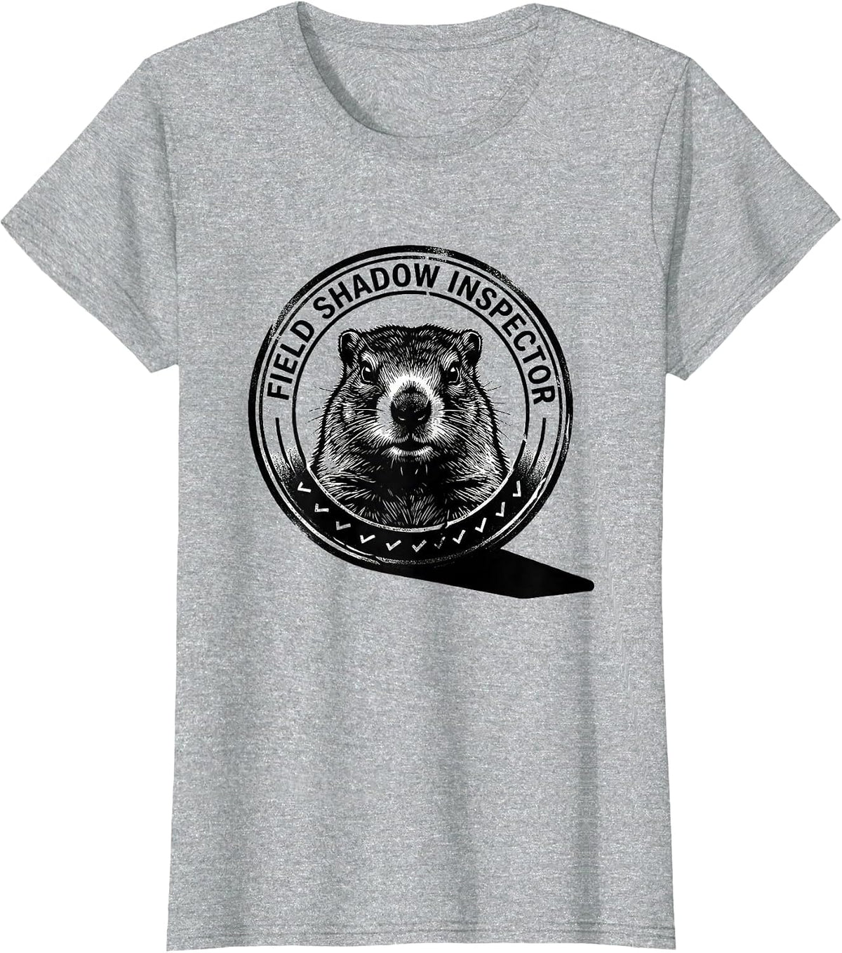 Women's Field Shadow Inspector Funny Groundhog Day Woodchuck Humor T-Shirt - Heather Grey