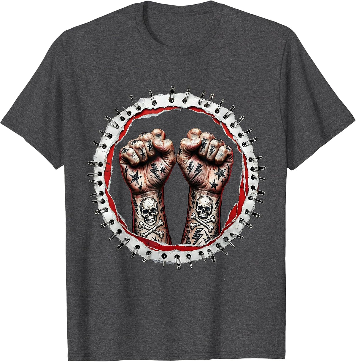 DIY Tattoo Ink Hands Punk Graphic Tee T-Shirt - Dark Heather Grey
