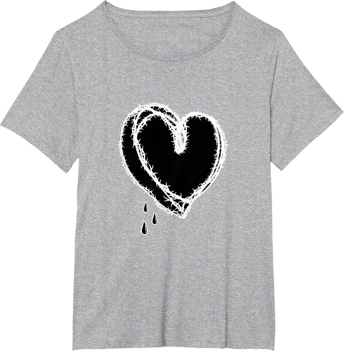 Aesthetic Heart Black Goth Grunge Alternative Fashion T-Shirt - Heather Grey